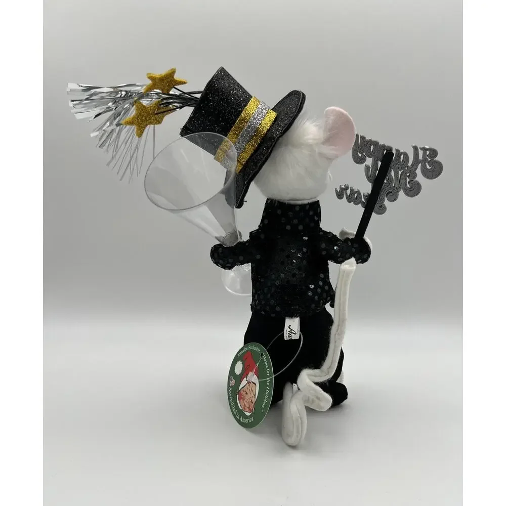 Annalee Happy New Years Toasting Mouse in Black Tuxedo 8” Limited Edition #7/250